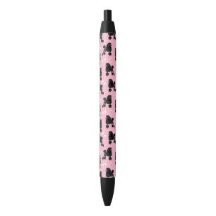 Black Poodles and Bows Pattern Pink Ink Pen