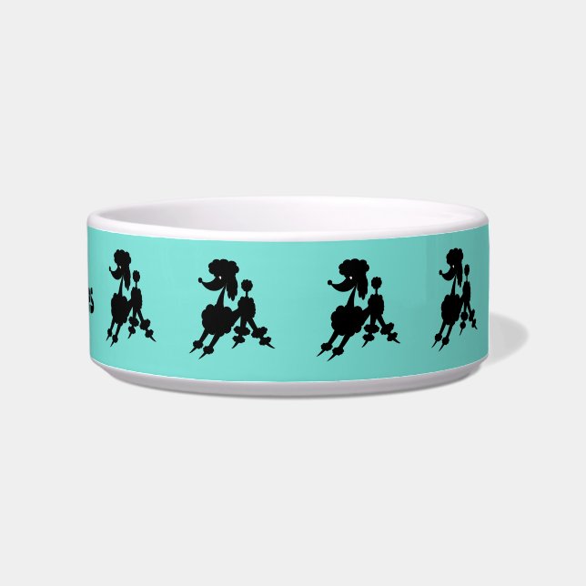 Black Poodles Custom Name and Background Colour Bowl (Right)