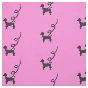 Black Poodles Pattern Fabric