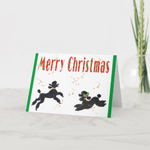 Black Poodles Playing Merry Christmas Note Cards