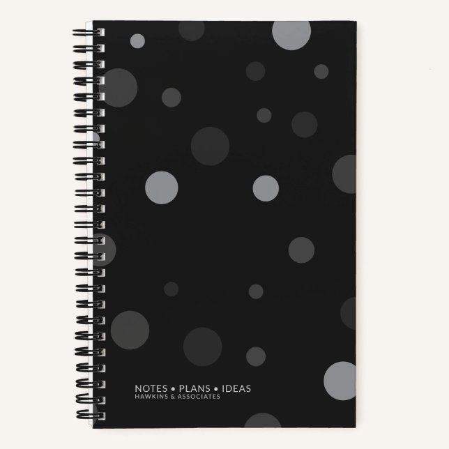 Black Pop Dots Spiral Bound Notebook (Front)