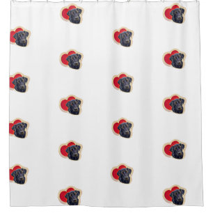 Black PopArt  Labrador Retriever Heart Digital Shower Curtain