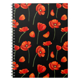 black poppy pattern notebook