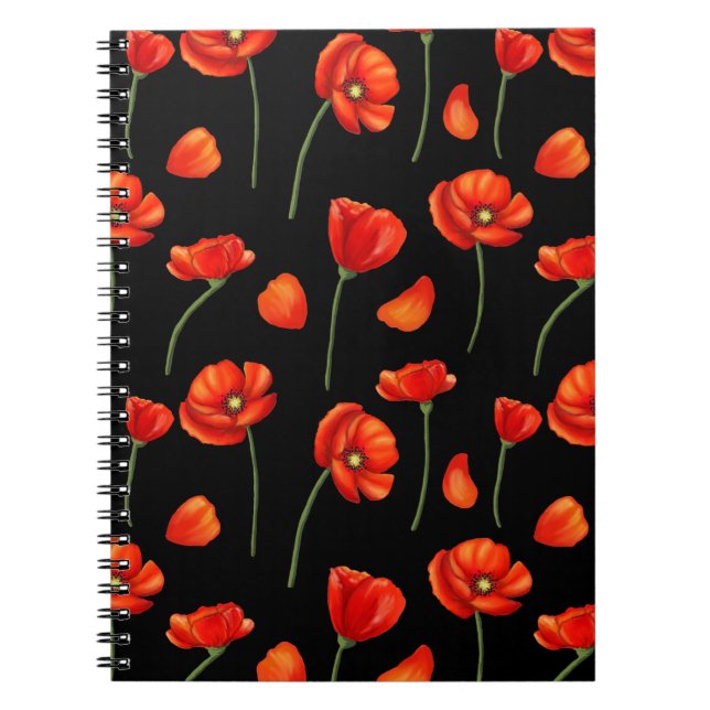 black poppy pattern notebook (Front)
