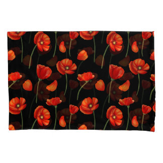black poppy pattern pillowcase