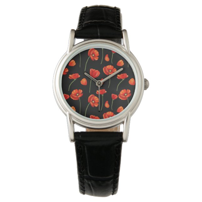 black poppy pattern watch (Front)