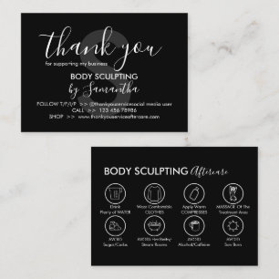 Black Post Body Sculpting Aftercare Thank You Business Card