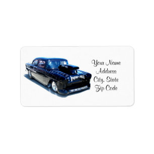 Black POW custom classic car Label