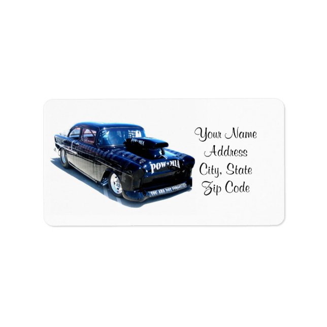 Black POW custom classic car Label (Front)