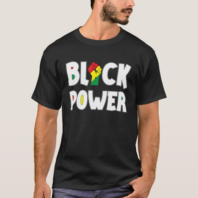 Black Power African American Fist Raised Fist Blac T-Shirt (Front)