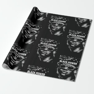 Black Power Afro Beauty Woman Portrait (AI+Human) Wrapping Paper