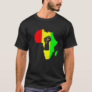 Black Power Fist Africa Map Inspirational Black Le T-Shirt