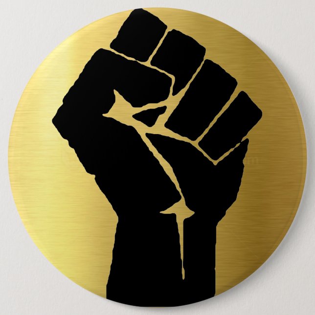 Black Power Fist & Gold Background 6 Cm Round Badge (Front)
