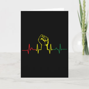 Black Power Fist Heartbeat African American Pride Card