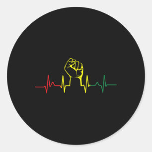 Black Power Fist Heartbeat African American Pride  Classic Round Sticker