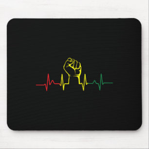 Black Power Fist Heartbeat African American Pride Mouse Pad