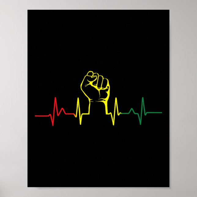 Black Power Fist Heartbeat African American Pride  Poster (Front)