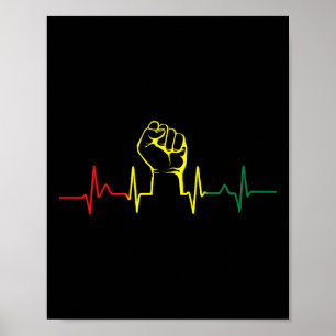 Black Power Fist Heartbeat African American Pride Poster