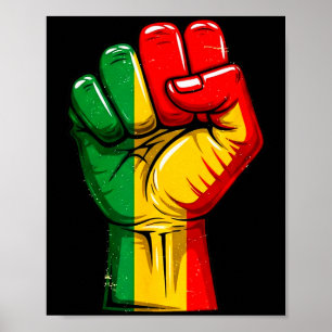 Black Power Fist Pan African Flag Raised Pride Poster