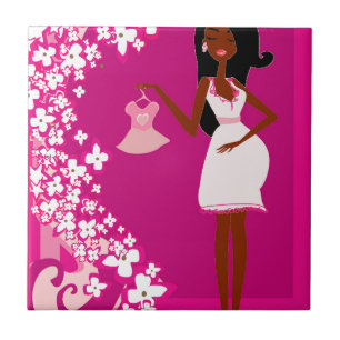 black pregnant woman ceramic tile