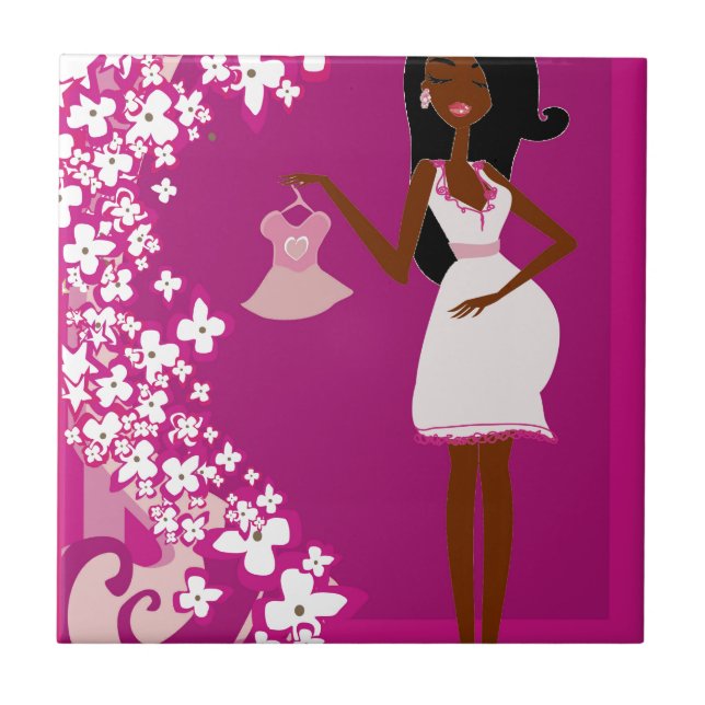 black pregnant woman ceramic tile (Front)