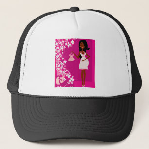 black pregnant woman trucker hat