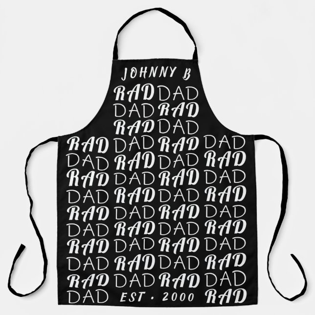 Black Premium RAD DAD father's Day Funky Fun Apron (Front)