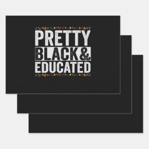 Black Pretty and Educated Funny Black History Gift Wrapping Paper Sheet