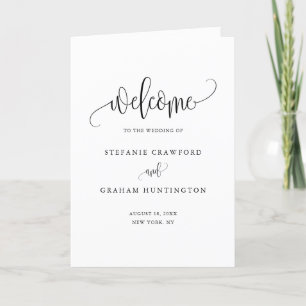 Black Pretty Calligraphy Script Wedding Booklet Program