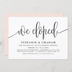 Black Pretty Calligraphy Wedding Elopement Invitation