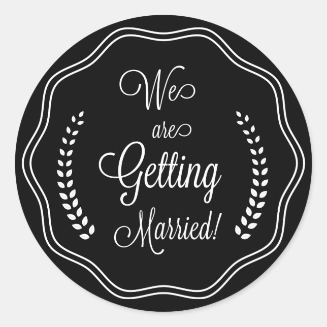 Black Pretty Script Seal Save the Date (Front)