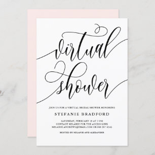 Black Pretty Script Virtual Bridal Shower Invitation