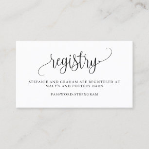 Black Pretty Script Wedding Gift Registry Card