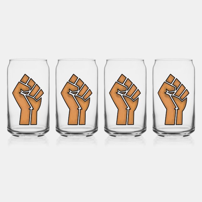 black pride fist unity history unity African brown Can Glass (Front)