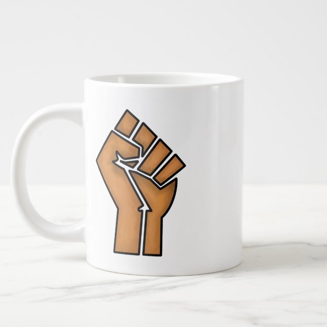 black pride fist unity history unity African brown Large Coffee Mug (Left)