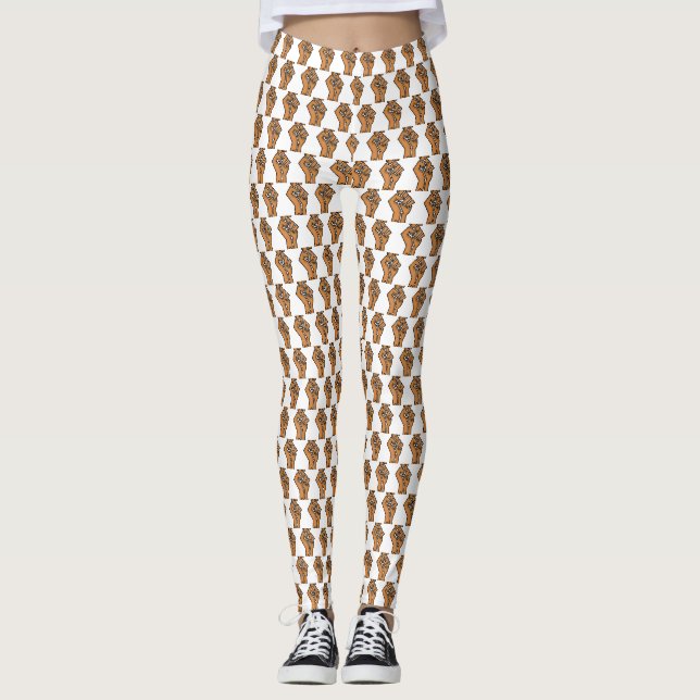 black pride fist unity history unity African brown Leggings (Front)