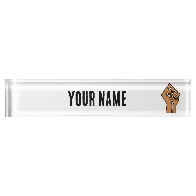 black pride fist unity history unity African brown Nameplate (Front)