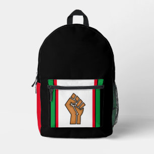 black pride fist unity history unity African brown Printed Backpack
