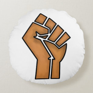 black pride fist unity history unity African brown Round Cushion