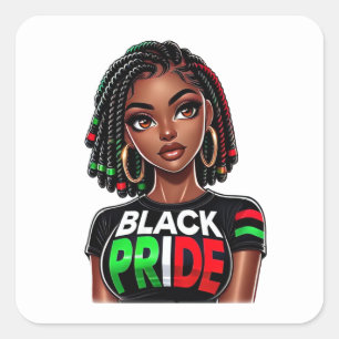 Black Pride Lady Square Sticker
