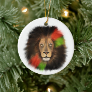 black pride lion red green unity jungle cat king ceramic ornament