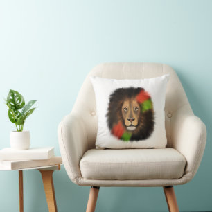 black pride lion red green unity jungle cat king cushion