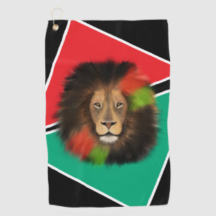 black pride lion red green unity jungle cat king golf towel