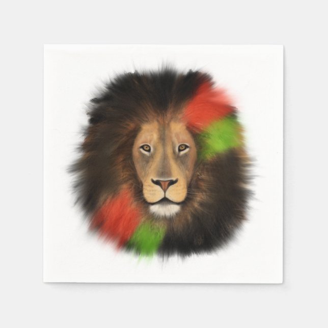 black pride lion red green unity jungle cat king  napkin (Front)