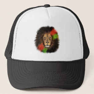 black pride lion red green unity jungle cat king trucker hat
