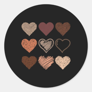 Black Pride Melanin Skin Tone Hearts Black History Classic Round Sticker