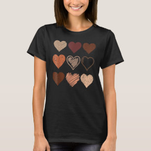 Black Pride Melanin Skin Tone Hearts Black-History T-Shirt