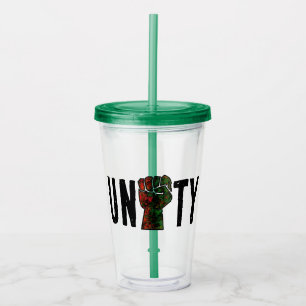 black pride red green fist pan African flag unity  Acrylic Tumbler