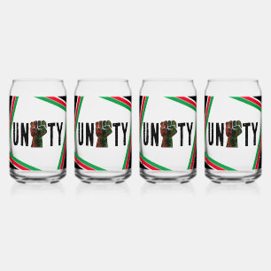 black pride red green fist pan African flag unity Can Glass