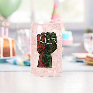 black pride red green fist pan African flag unity  Can Glass
